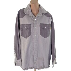 Just In Trend Work Shirt Mens XL Grey FR Flame Resistant NFPA 2112 HRC 2 Western